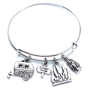 Camp Bracelet Bangle Camping Charms RV May Be Personalized